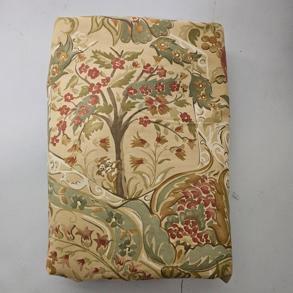 Pottery Barn Delphine Full/Queen Duvet Cover Cotton Pomegranate Floral Tan Green